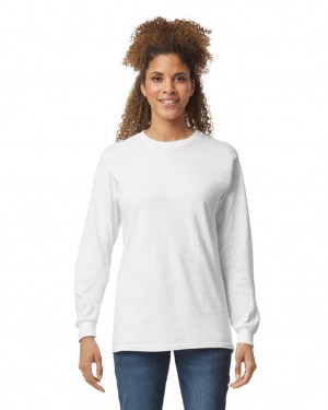 White Women's Gildan 2400 Long Sleeve T-Shirts | PLBI78946