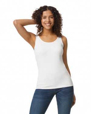 White Women's Gildan 64200L Tank | SYAB41539