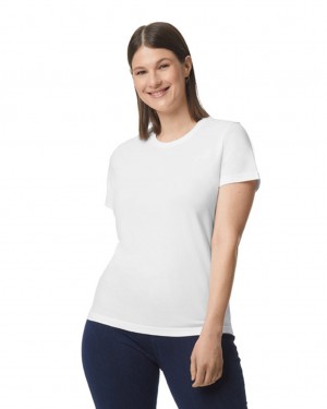 White Women's Gildan 65000L Midweight T-Shirts | TODY95026