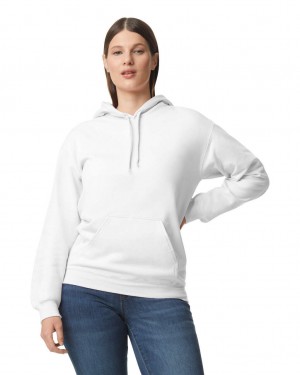 White Women's Gildan SF500 Midweight Fleece Hoodie | PAQD24603