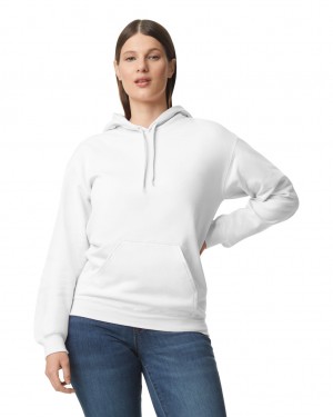 White Women's Gildan SF500 Midweight Fleece Hoodie | FGBK69570