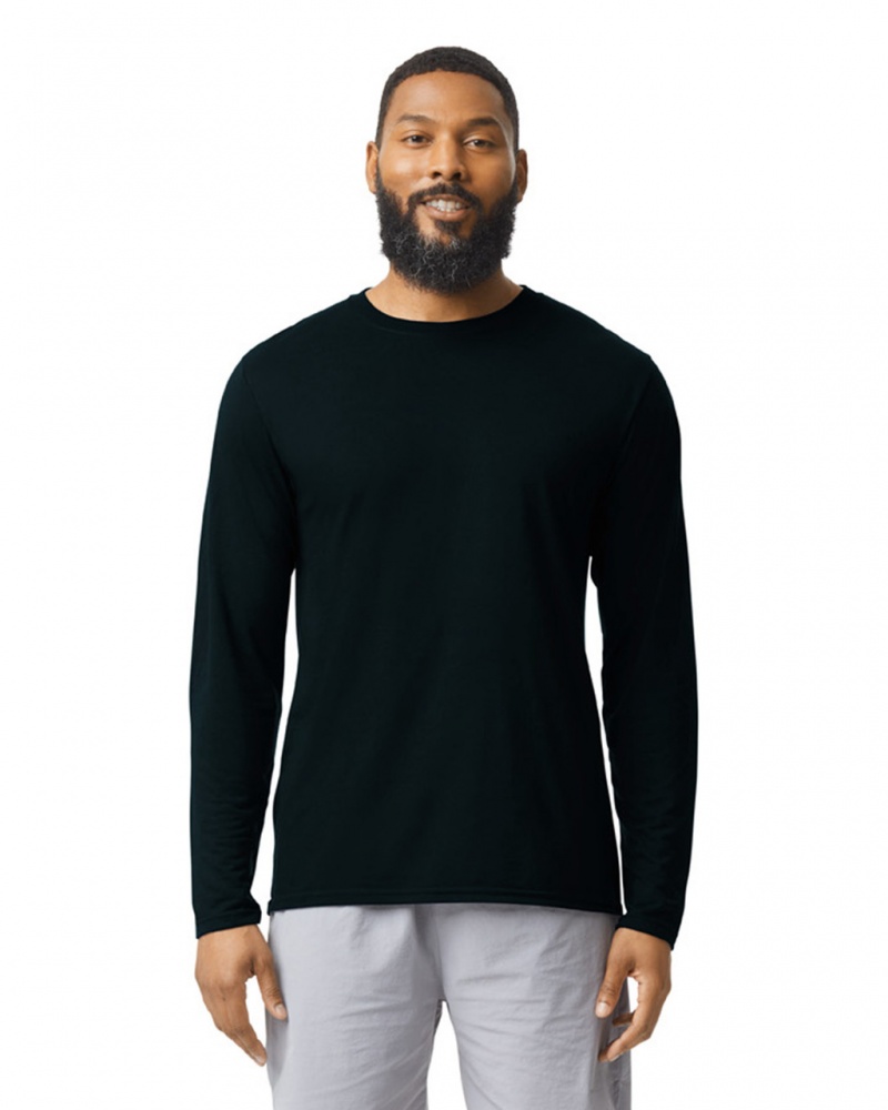 Black Men\'s Gildan 42400 Long Sleeve T-Shirts | LAUE32198