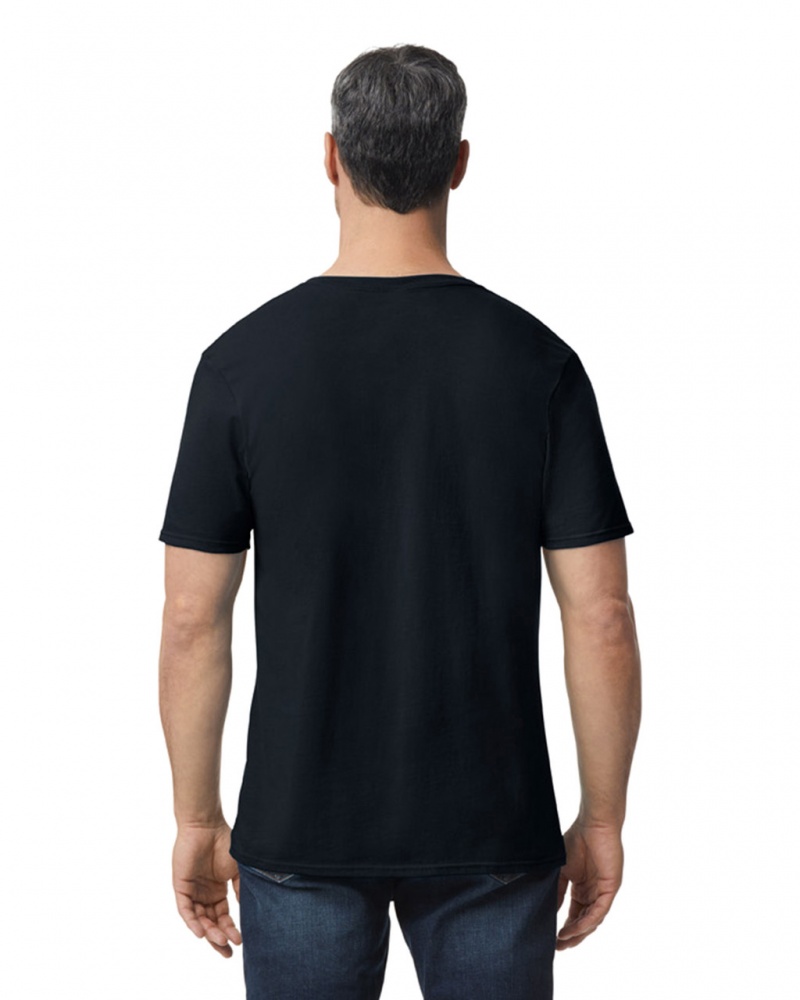 Black Men's Gildan 64V00 V-Neck T-Shirts | SCNK67289