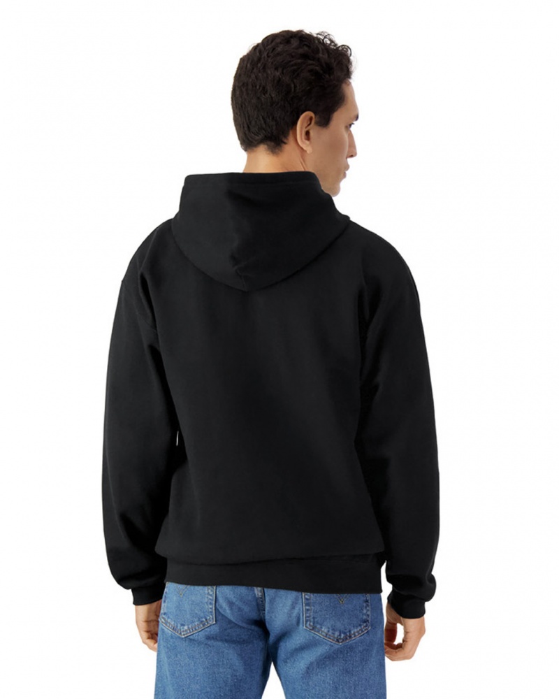 Black Men's Gildan SF600 Midweight Fleece Full Zip Hoodie Sweatshirt | AILP79015