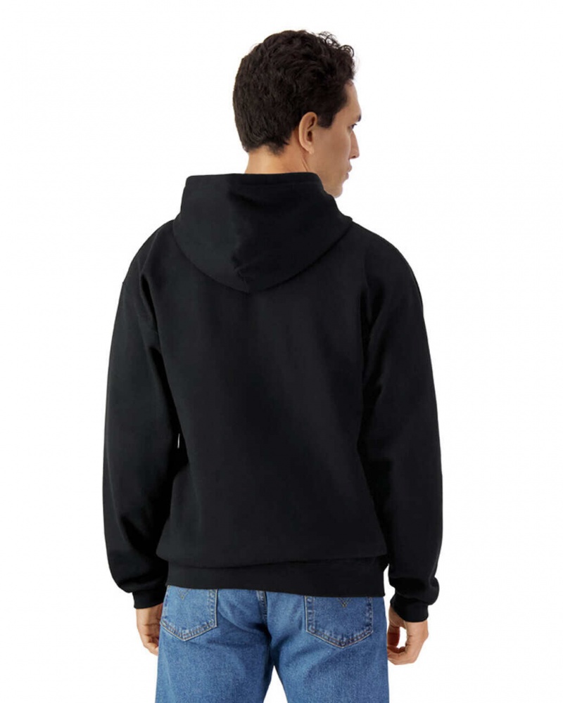 Black Men's Gildan SF600 Midweight Fleece Full Zip Hoodie | HNPW87629