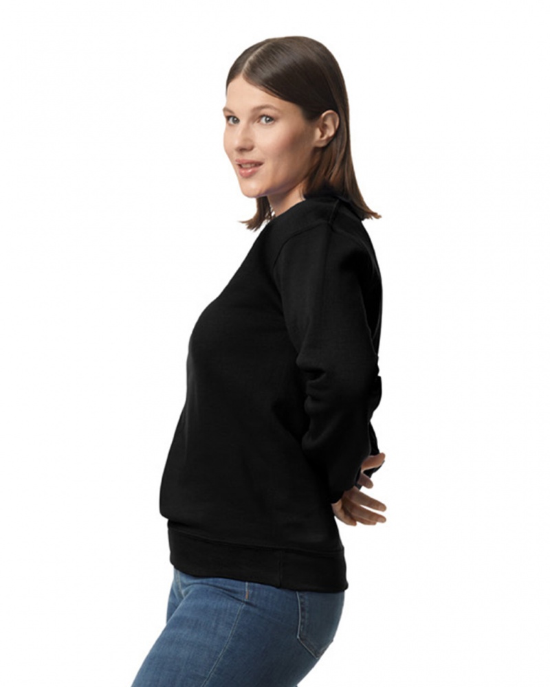 Black Women's Gildan 12000 Crewneck Sweatshirt | MIJO83501