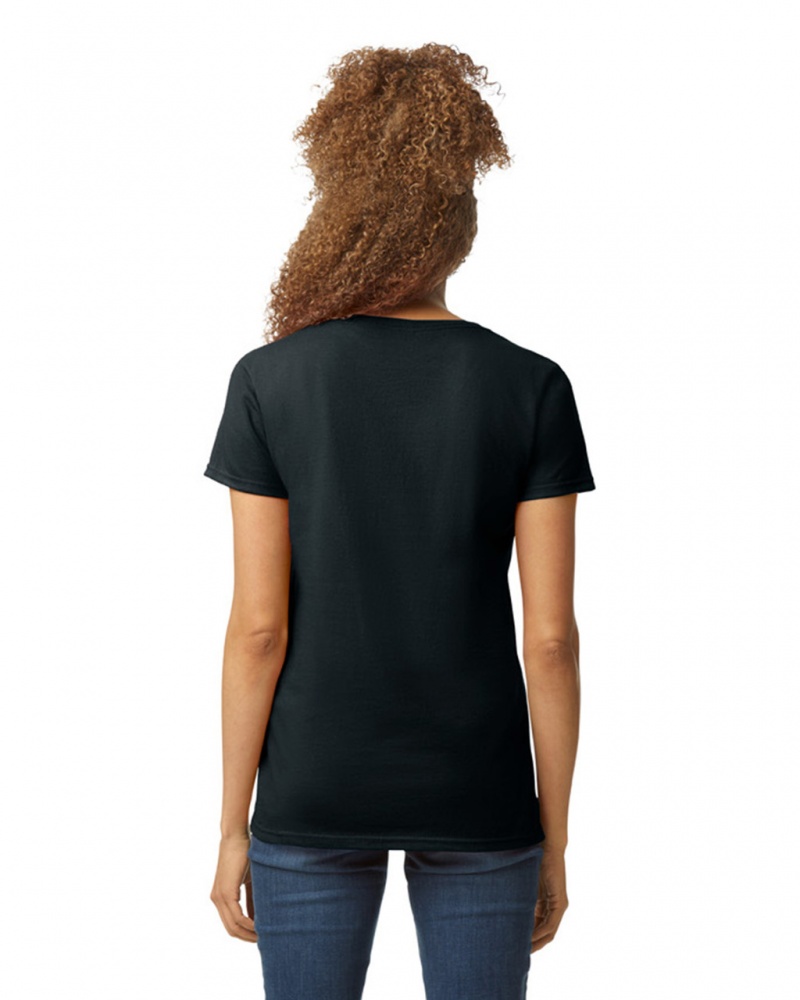 Black Women's Gildan 5V00L V-Neck T-Shirts | KPFY63459