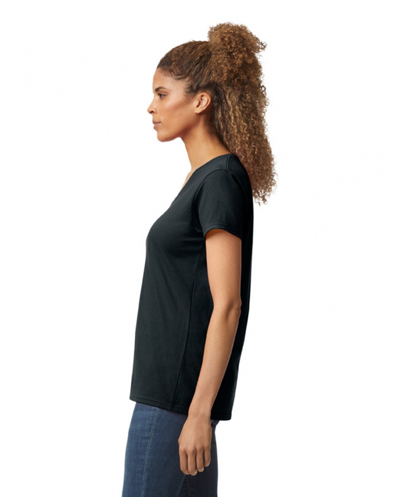 Black Women's Gildan 5V00L V-Neck T-Shirts | KPFY63459