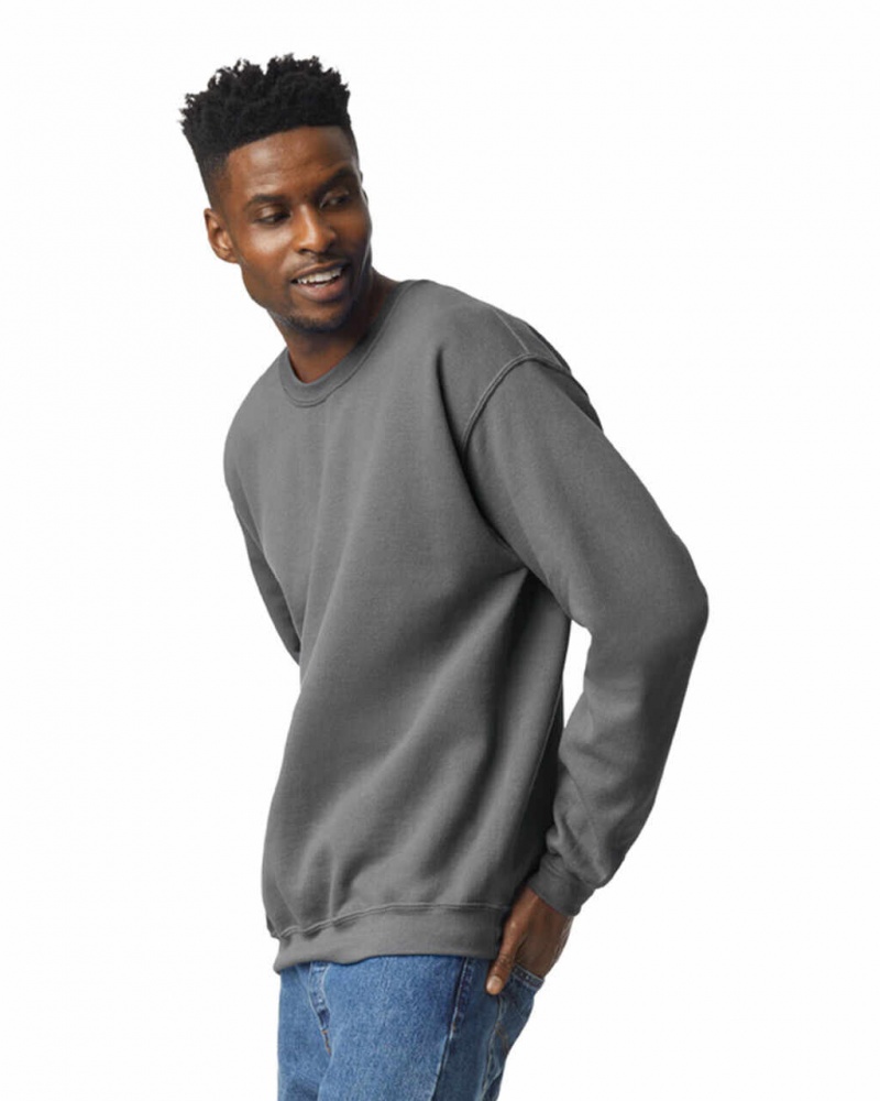 Charcoal Men's Gildan 18000 Crewneck Sweatshirt | UGOS85293