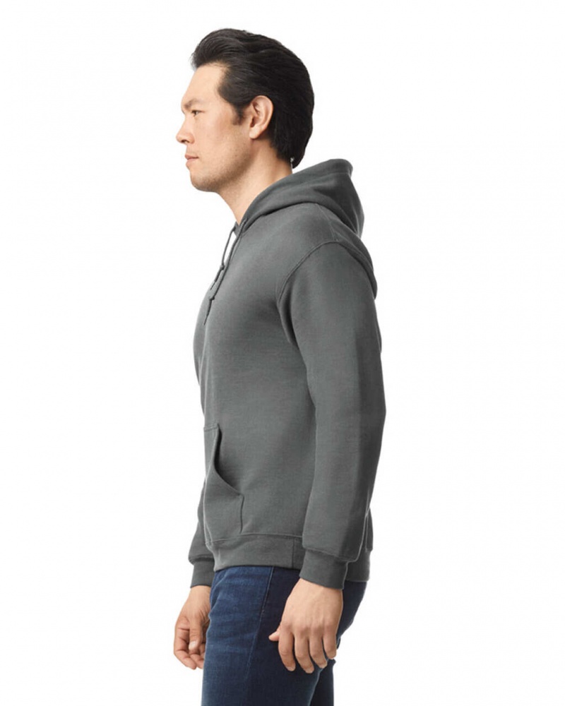 Charcoal Men's Gildan 18500 Hoodie Sweatshirt | ENIB47958