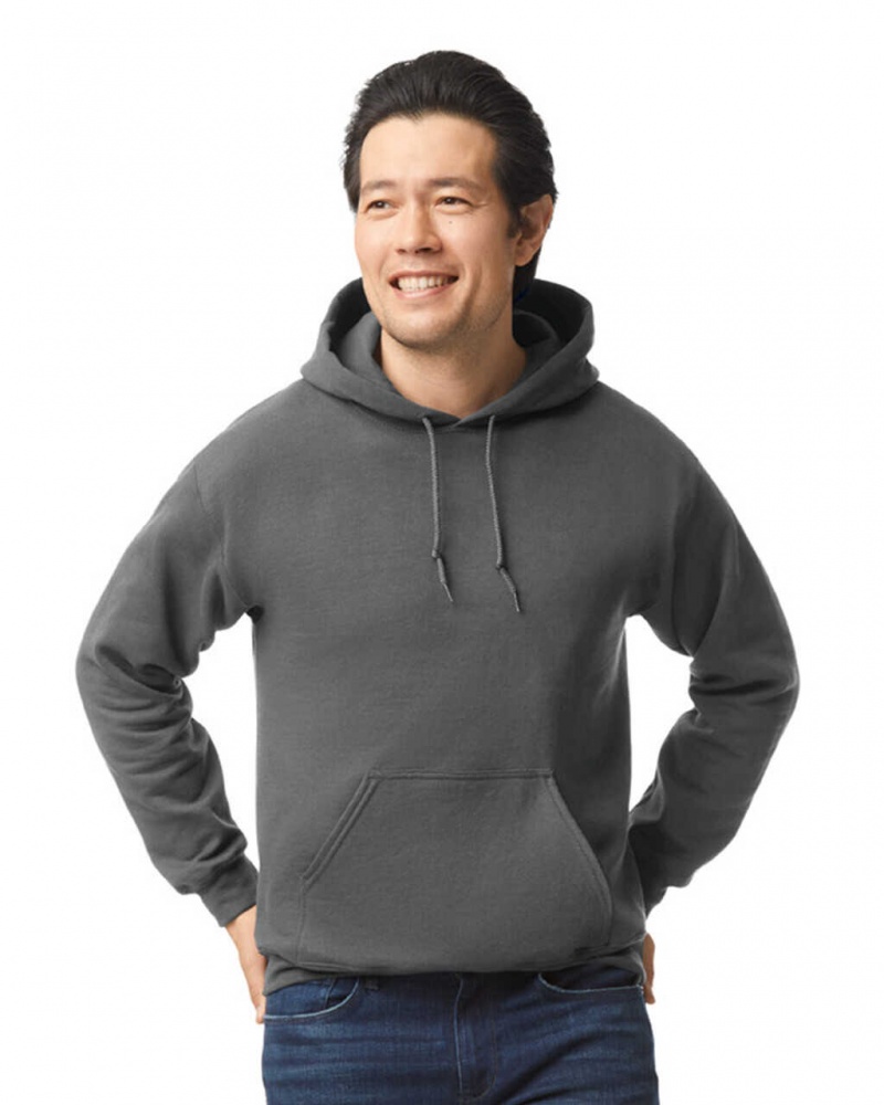 Charcoal Men\'s Gildan 18500 Hoodie Sweatshirt | ENIB47958