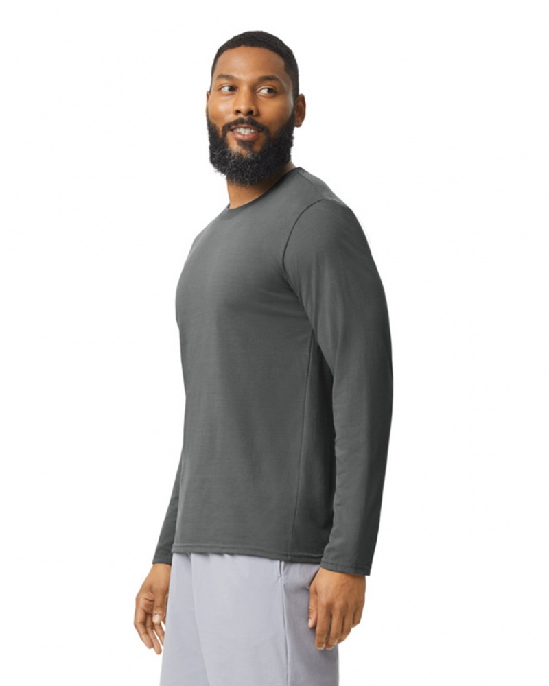 Charcoal Men's Gildan 42400 Long Sleeve T-Shirts | DXAY30759