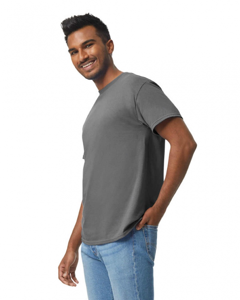 Charcoal Men's Gildan 5000 T-Shirts | ZCYW32654