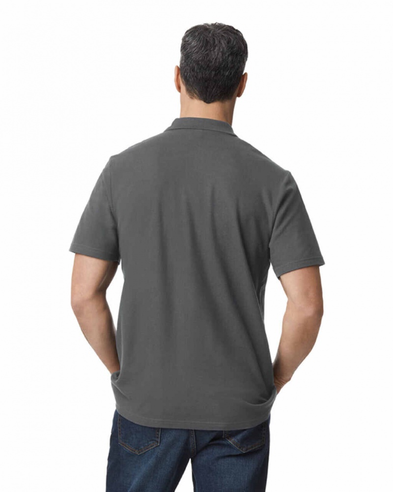 Charcoal Men's Gildan 64800 Pique Polo | BQTA43165