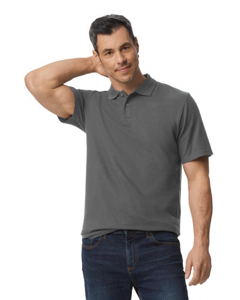 Charcoal Men\'s Gildan 64800 Pique Polo | BQTA43165