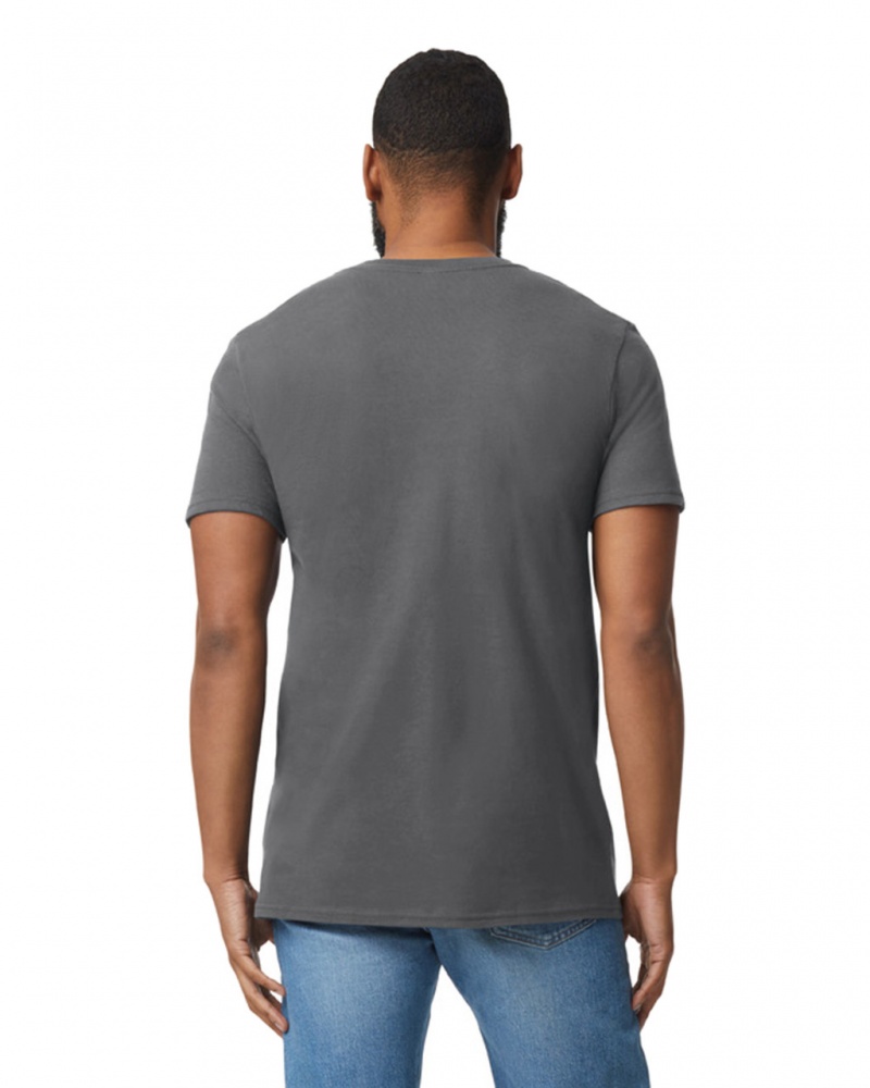 Charcoal Men's Gildan 64V00 V-Neck T-Shirts | MTRU07834