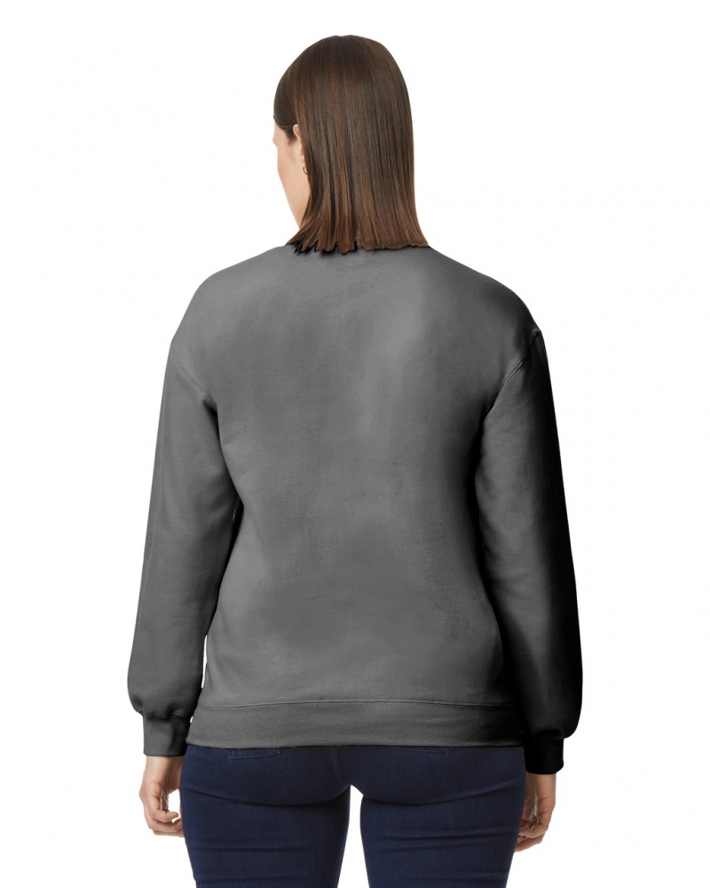 Charcoal Women's Gildan SF000 Midweight Fleece Crewneck Sweatshirt | XSOQ89612