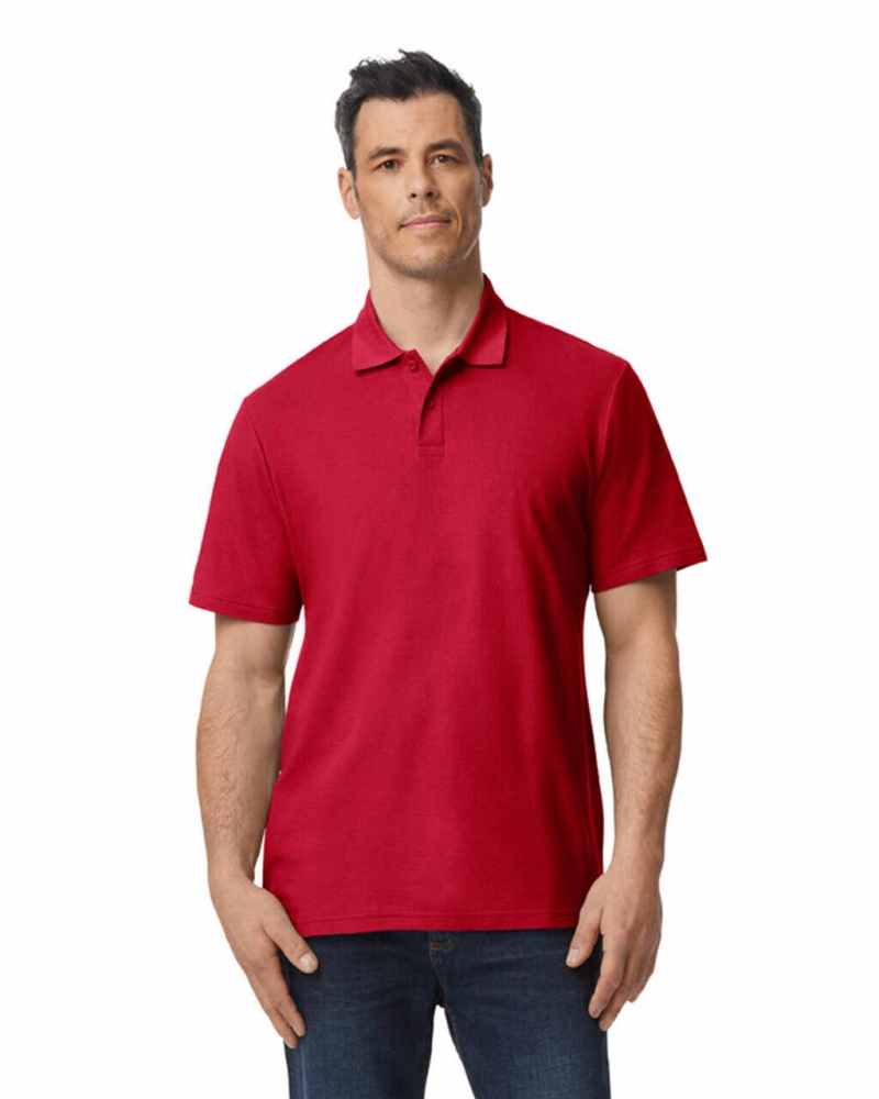 Cherry Red Men\'s Gildan 64800 Pique Polo | LMVJ63485