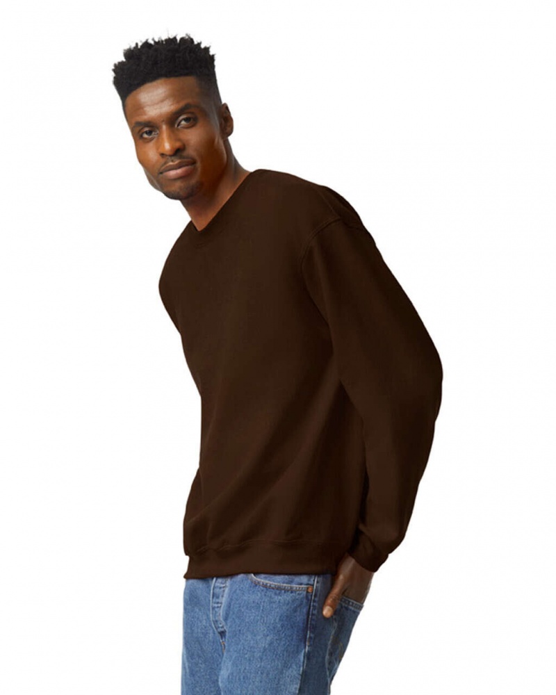 Dark Chocolate Men's Gildan 18000 Crewneck Sweatshirt | BNIP19650