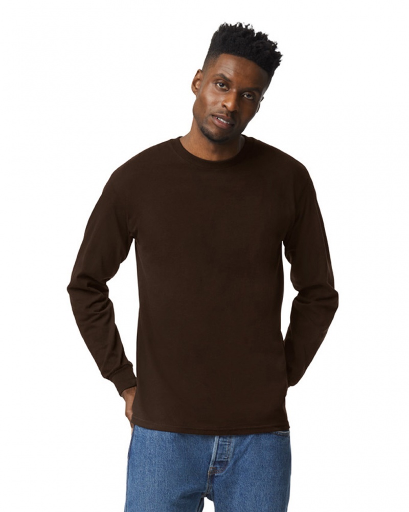 Dark Chocolate Men\'s Gildan 2400 Long Sleeve T-Shirts | NFMO93461