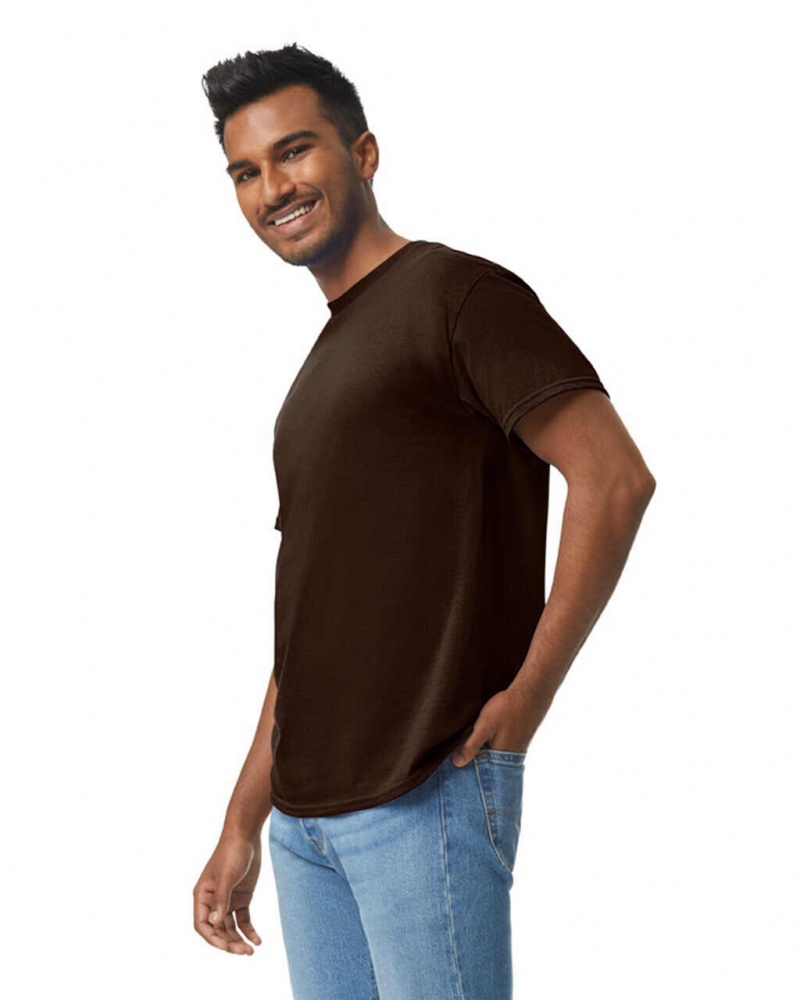 Dark Chocolate Men's Gildan 5000 T-Shirts | OZQY09483