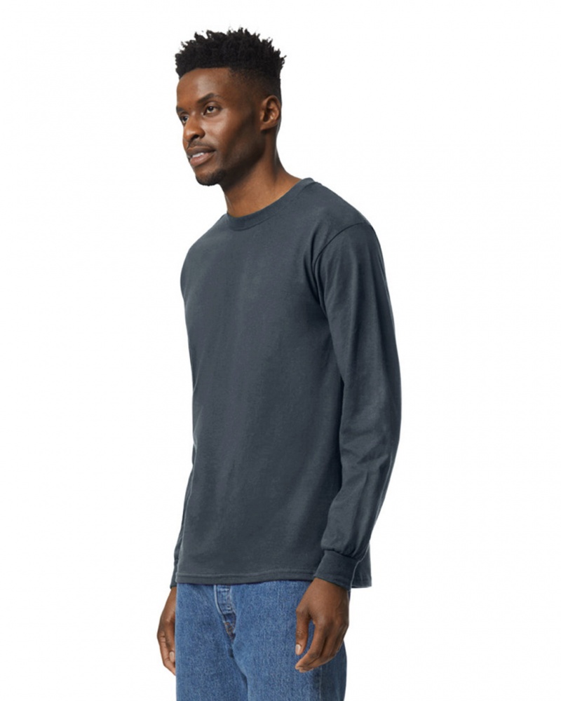 Dark Heather Men's Gildan 2400 Long Sleeve T-Shirts | HDPZ18456