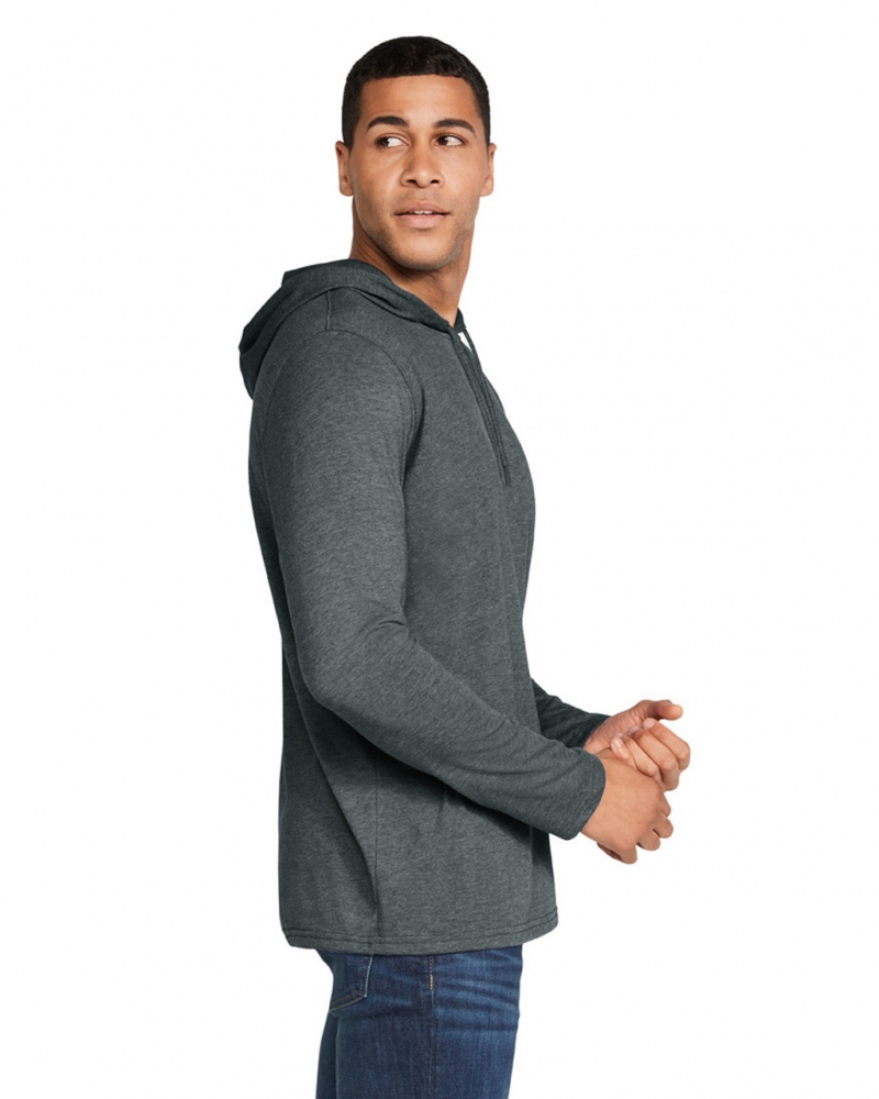 Dark Heather Men's Gildan 987 Long Sleeve Hoodie T-Shirts | HBYZ82536