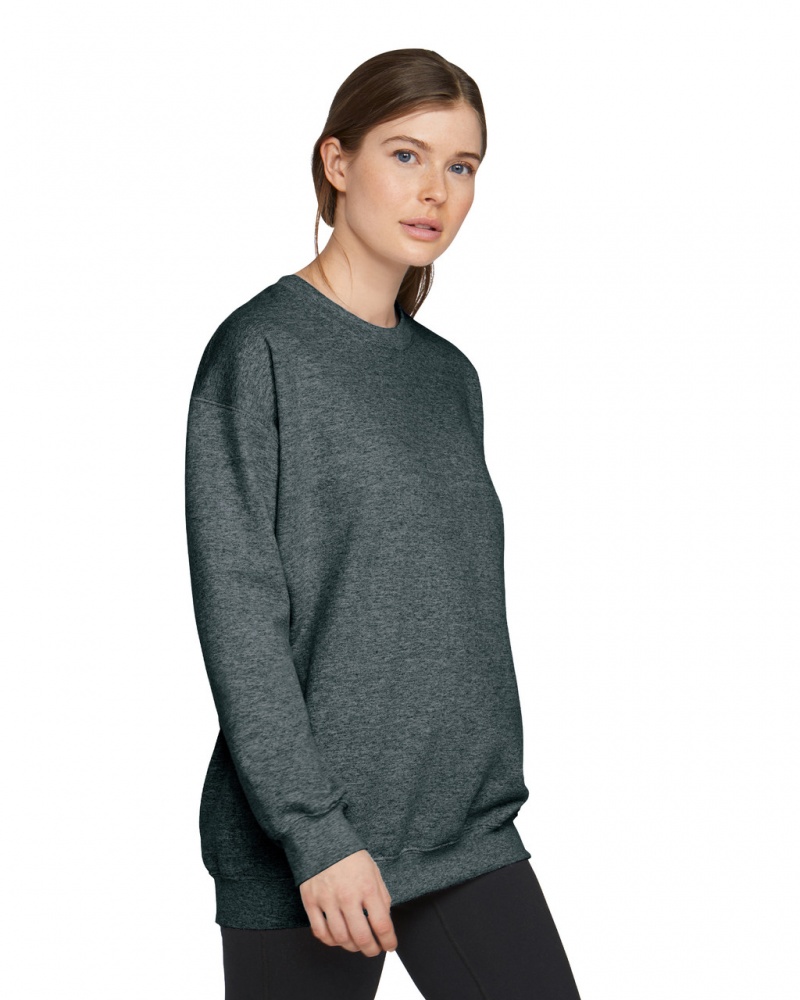 Dark Heather Women's Gildan SF000 Midweight Fleece Crewneck Sweatshirt | YJPM49582