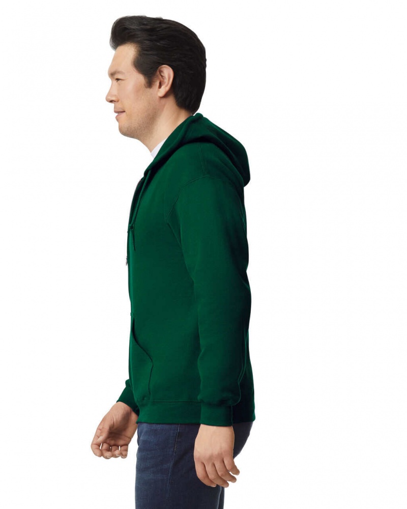 Forest Green Men's Gildan 18600 Full Zip Hoodie Sweatshirt | RBGK82703