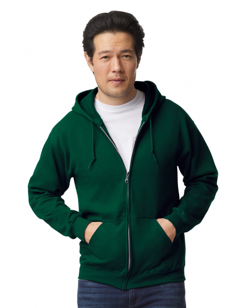 Forest Green Men\'s Gildan 18600 Full Zip Hoodie | IRNZ35907