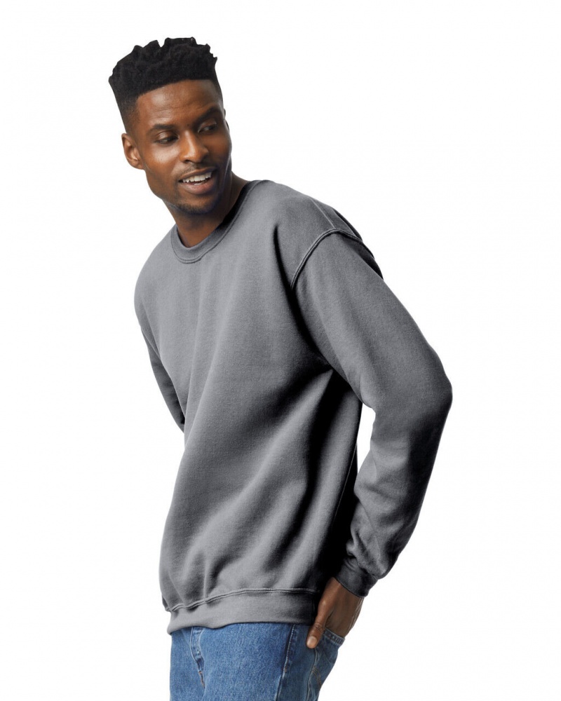 Graphite Heather Men's Gildan 18000 Crewneck Sweatshirt | AVIP61045