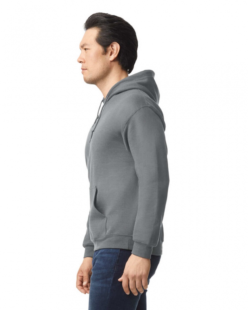 Graphite Heather Men's Gildan 18500 Hoodie Sweatshirt | BUMH09312