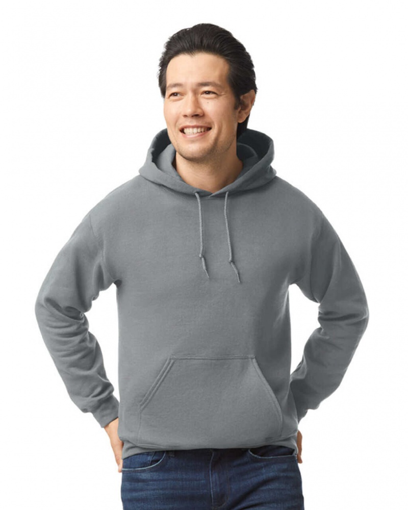 Graphite Heather Men\'s Gildan 18500 Hoodie Sweatshirt | BUMH09312