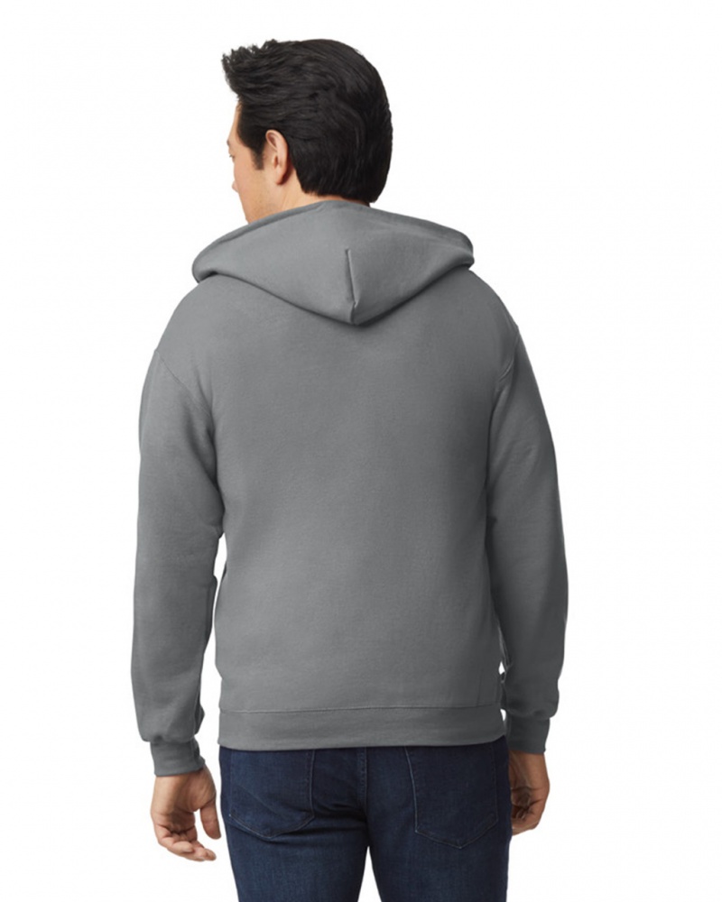 Graphite Heather Men's Gildan 18600 Full Zip Hoodie | REIJ75498