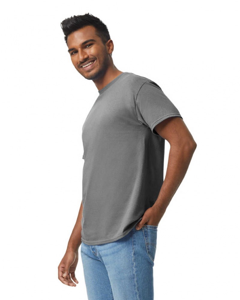 Graphite Heather Men's Gildan 5000 T-Shirts | CVLB53896