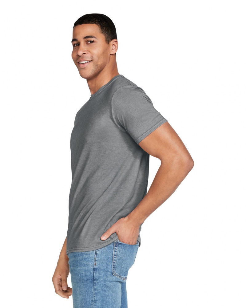 Graphite Heather Men's Gildan 64000 T-Shirts | OHIK49317