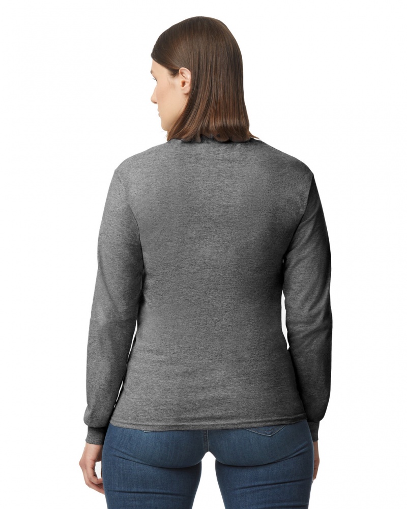 Graphite Heather Women's Gildan 5400 Long Sleeve T-Shirts | LROC70829