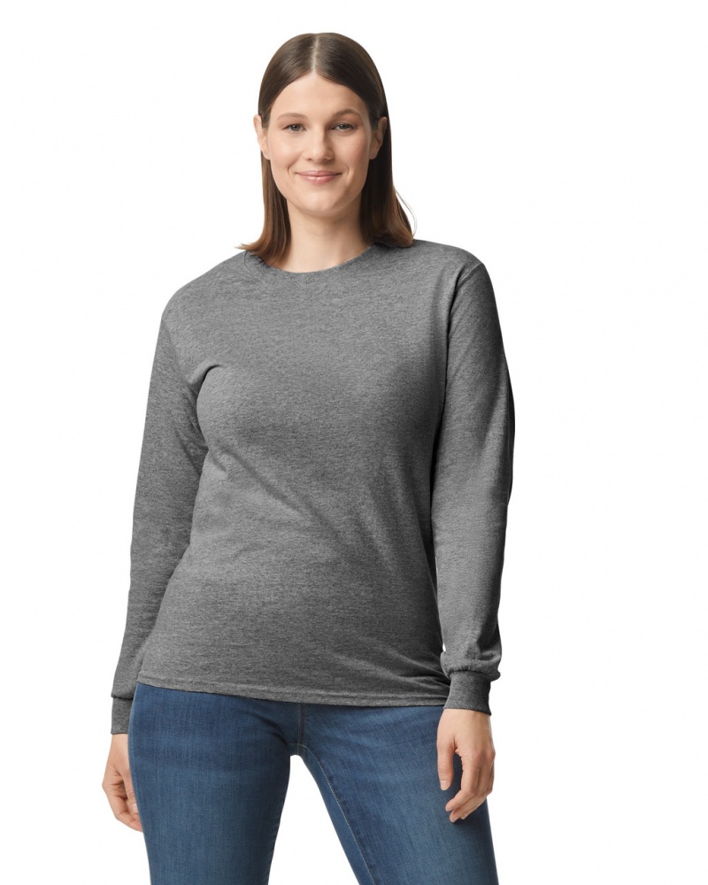 Graphite Heather Women\'s Gildan 5400 Long Sleeve T-Shirts | LROC70829