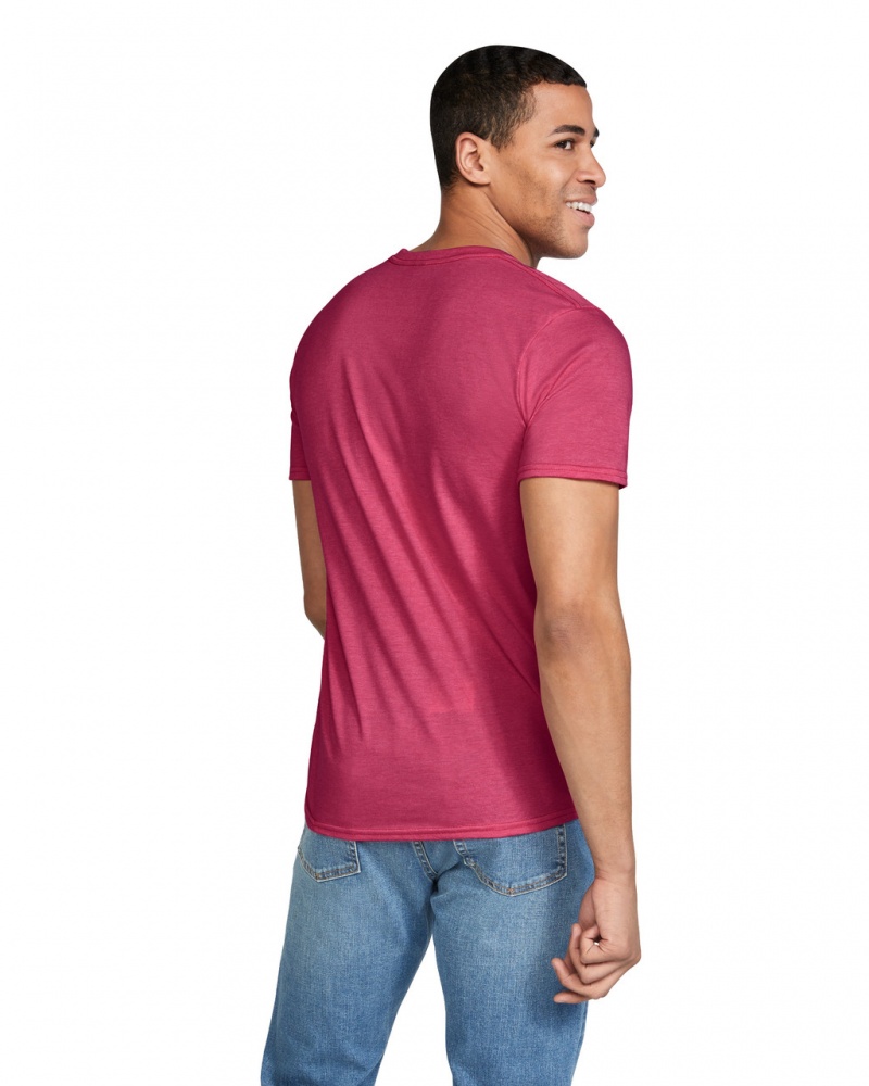 Heather Cardinal Men's Gildan 64000 T-Shirts | JXPL31594