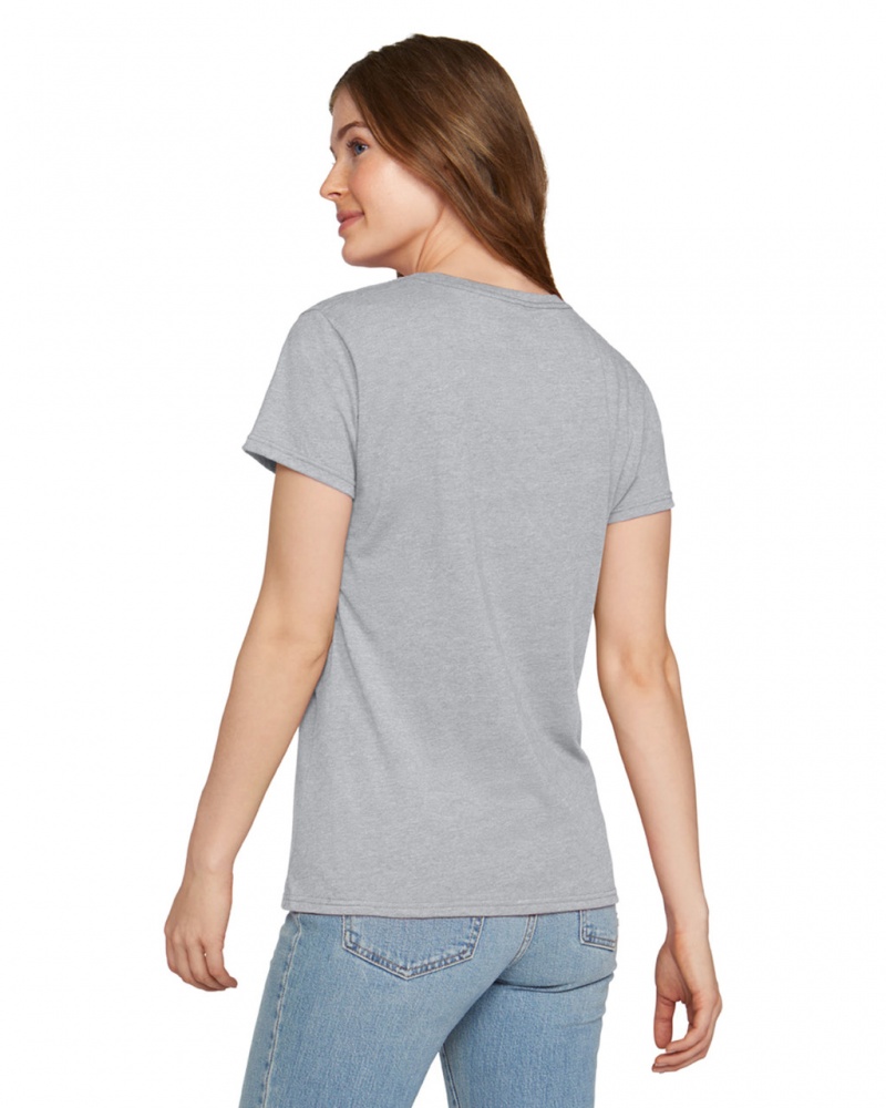 Heather Grey Women's Gildan 880 T-Shirts | YRWX89051