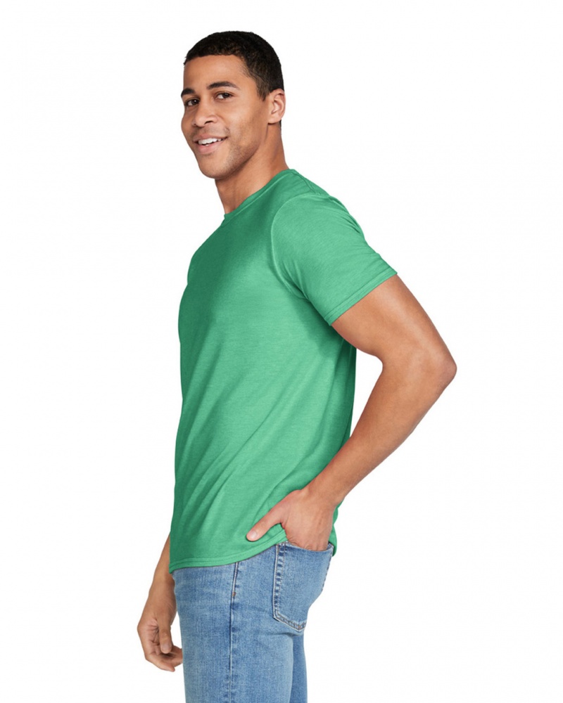 Heather Irish Green Men's Gildan 64000 T-Shirts | LEZF56832