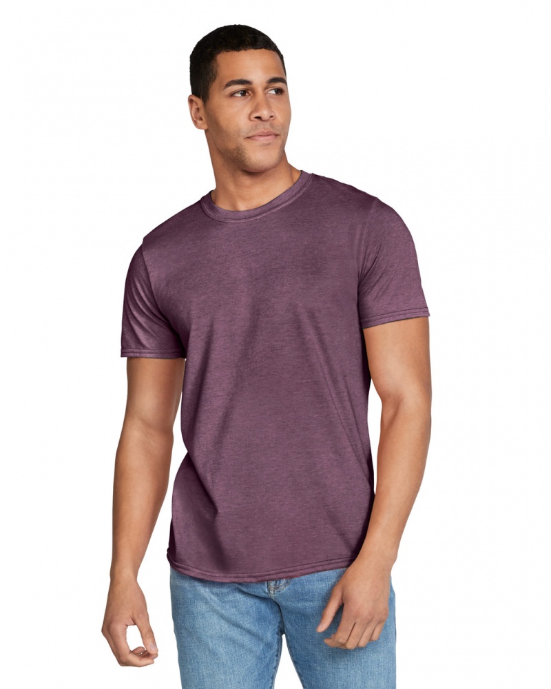 Heather Maroon Men\'s Gildan 64000 T-Shirts | HPAG15379