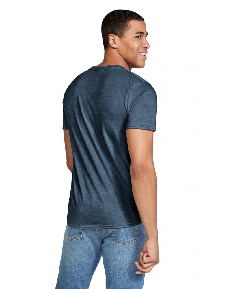 Heather Navy Men's Gildan 64000 T-Shirts | WNGE06547