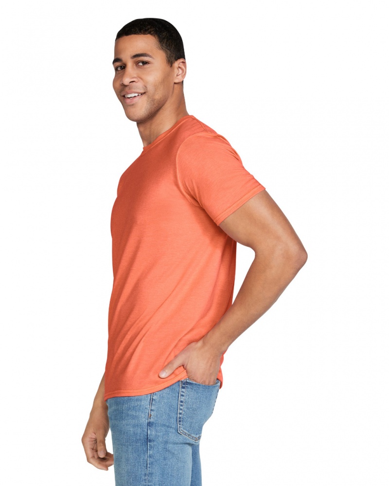 Heather Orange Men's Gildan 64000 T-Shirts | MENX03219