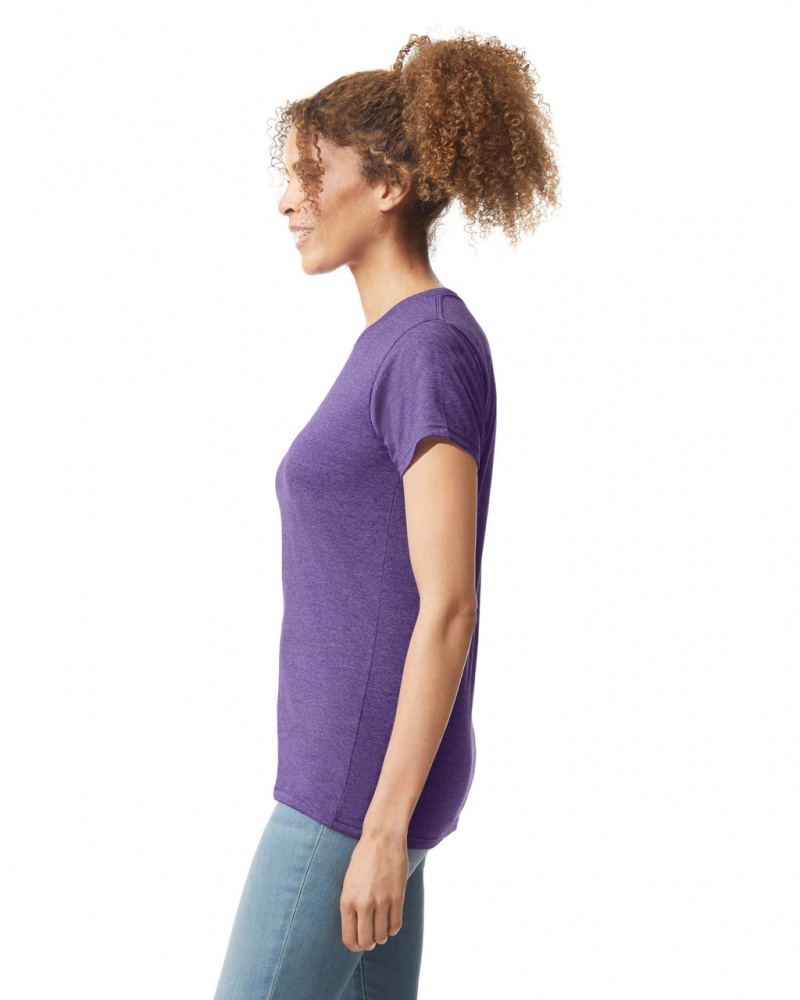 Heather Purple Women's Gildan 64000L T-Shirts | IJQB89574