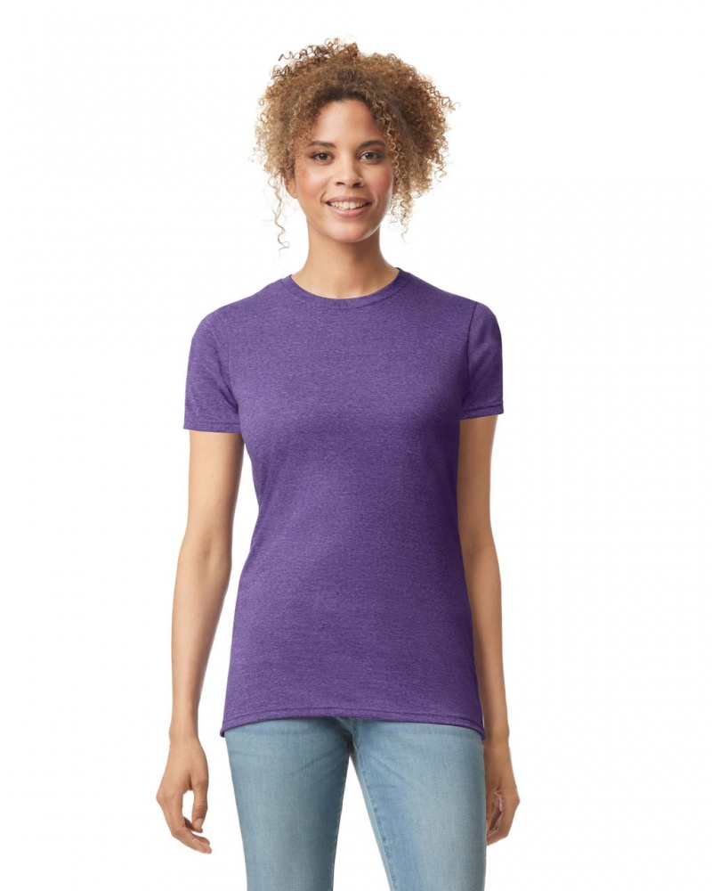 Heather Purple Women\'s Gildan 64000L T-Shirts | IJQB89574