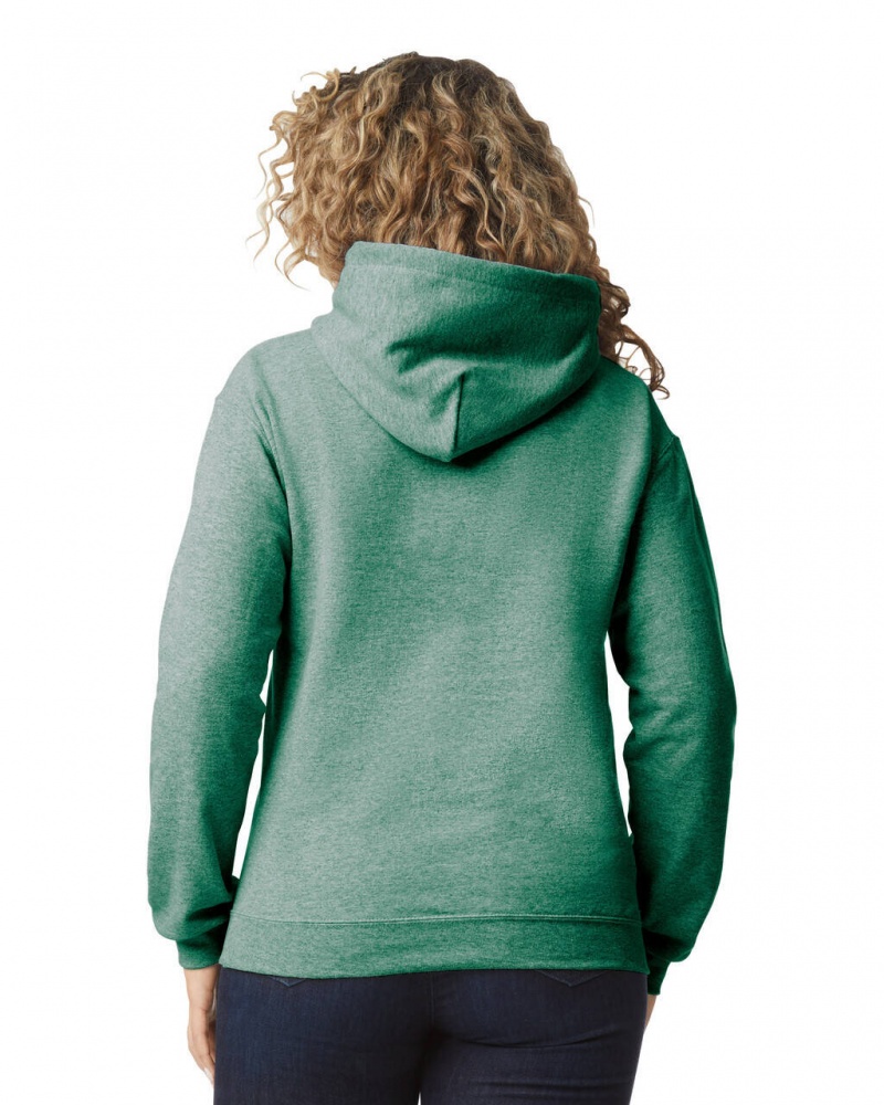 Heather Sport Dark Green Women's Gildan 18500 Hoodie Sweatshirt | IXBQ24731