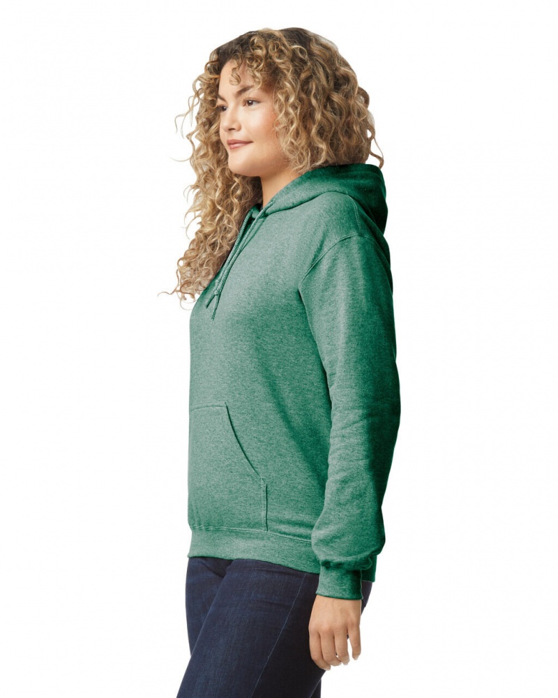 Heather Sport Dark Green Women's Gildan 18500 Hoodie Sweatshirt | IXBQ24731