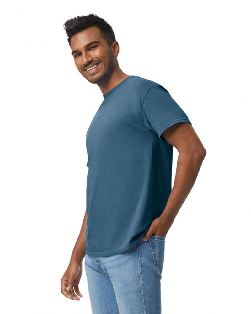 Indigo Blue Men's Gildan 5000 T-Shirts | TJRZ31485