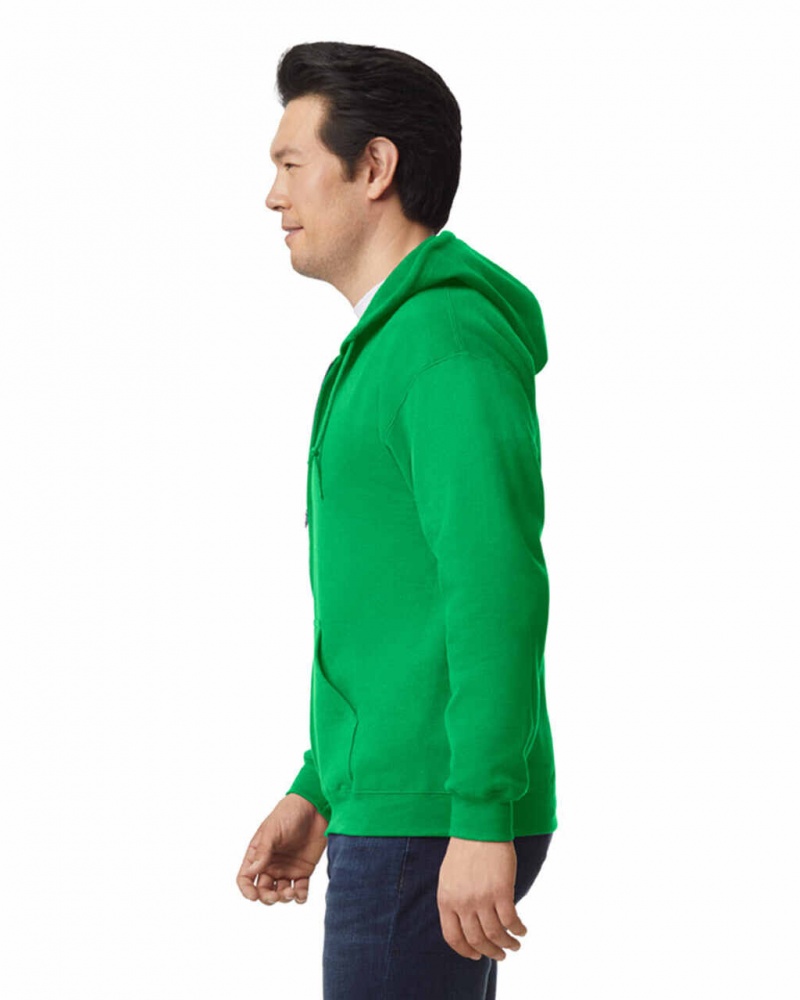 Iris Green Men's Gildan 18600 Full Zip Hoodie Sweatshirt | QARJ31496